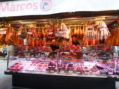 Butcher Shop in Mercat de la Boqueria in Barcelona