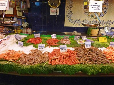 Fish Stall in Mercat de la Boqueria in Barcelona