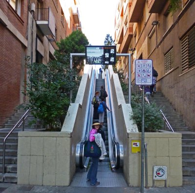1st Set of Escalators to Parc Guell in Barcelona