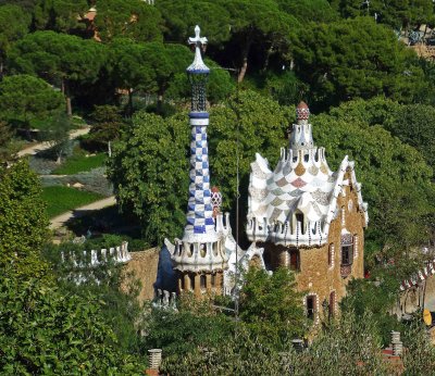 Gaudi Buildings at the South Entrance of Parc Guell
