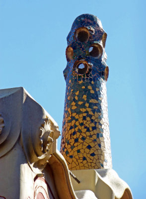 Mosaic Chimney on House where Gaudi lived for 1906-25
