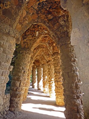 Colonnades under the Footpath at Parc Guell