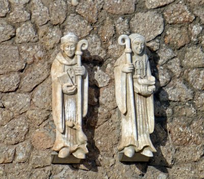 Figures on Retaining Wall at Abbey on Montserrat