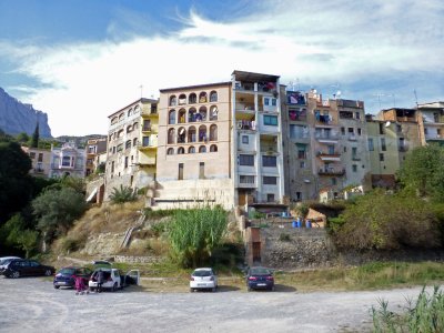 Driving Through the Town of Monistrol de Monserrat, Spain
