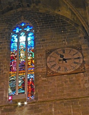 Clock on the Wall of Palma Cathedral placed where Priests can See It from the Pulpit