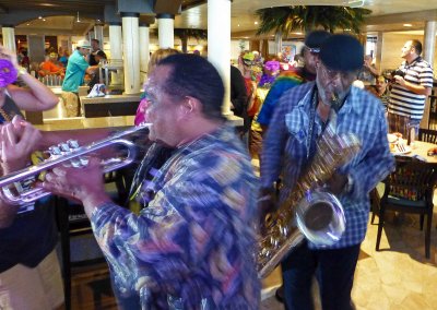 Dirty Dozen Brass Band Playing for the Mardi Gras Party on the Carnival Sunshine