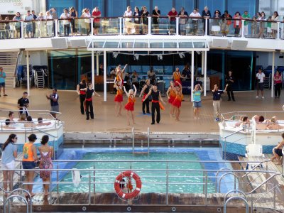 Dance Demonstration on the Pool Deck