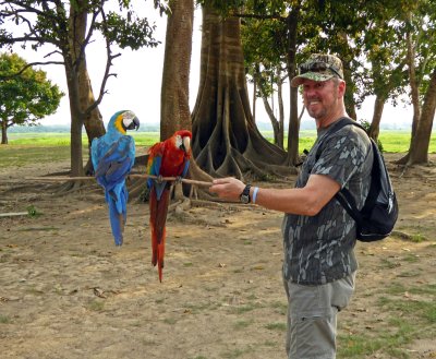 Bill with Macaws