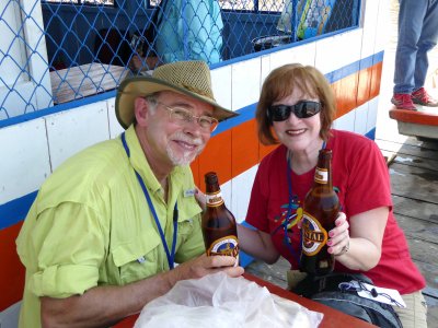 Having a Peruvian Beer at an Amazon River Bar