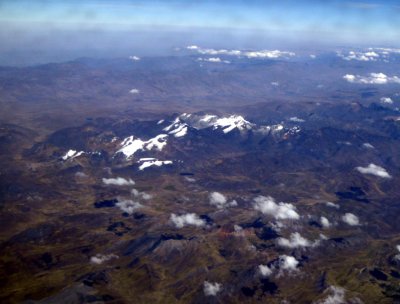 Flying over the Snow-capped Andes Mountains