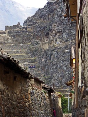 Ruins of Inca Temple above the Village of Ollantaytambo