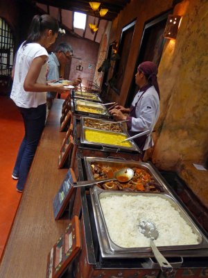 Buffet at Tunupa Restaurant includes Alpaca and Peruvian Chicken Stew