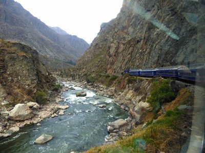 Vilcanota River alongside Train to Machu Picchu