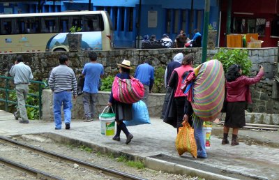 Peruvian Women Coming from Local Train