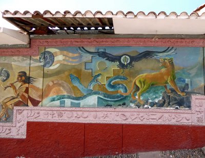 Mural on Wall Outside Almunedena Cemetery, Cusco. Peru