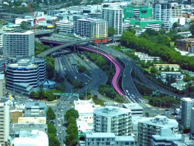Pink Canada Street Cycle Bridge in Auckland