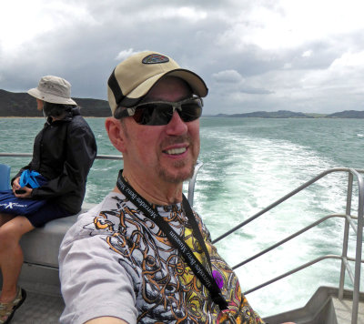 Bill on Top Deck of Hokianga Harbor Boat