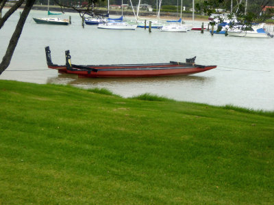 Maori Canoe (Waka) at Waitangi Yacht Club, New Zealand