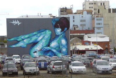 Mural on building in Christchurch, New Zealand