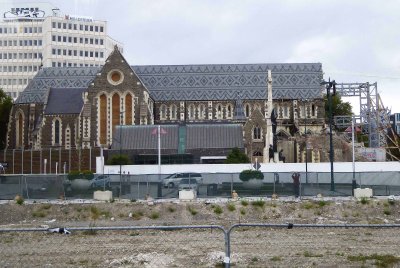 Anglican Cathedral under repair since 2011 Earthquake in Christchurch
