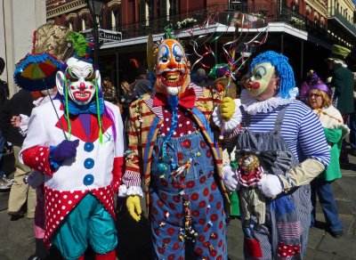 Clowns in Jackson Square of Fat Tuesday