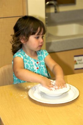 Mixing up the flour, salt and water