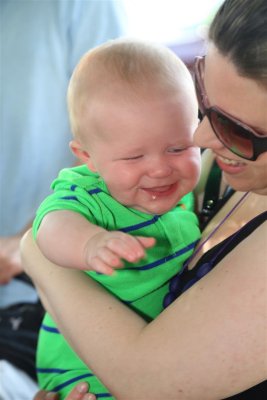 Happy Gus with his mom, Katherine.