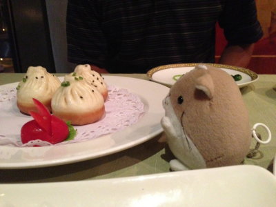 Tickley seemed a little threatened... But those were yummy dumplings!!!!
