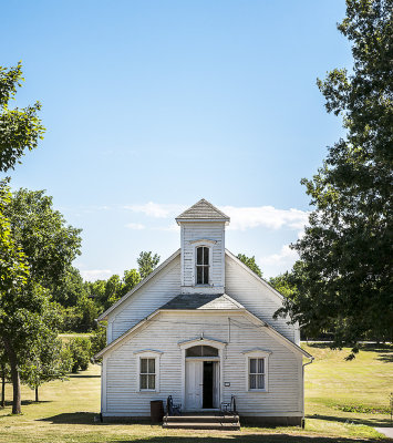 This church was built in 1878 in Spaulding, IA. It is now located in Creston, IA.
An image may be purchase at http://edward-peterson.artistwebsites.com/featured/spaulding-methodist-episcopal-church-edward-peterson.html