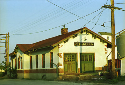 Photo was taken in July 1981 and is a scan of the negative. It is hard to believe this station isn't there anymore since it was made famous by the 1944 Pulitzer Prize Photo “Homecoming” by Earle L. Bunker, photographer, Omaha World-Herald which you can view at http://www.pulitzer.org/awards/1944 
An image may be purchased at http://edward-peterson.artistwebsites.com/featured/2-villisca-train-depot-edward-peterson.html