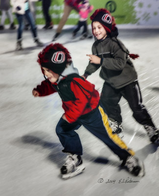 These two were moving the moment they hit the ice.  One second they were visible and the next they were lost in the crowd and then boom visible again!  Fun trying to watch these two.