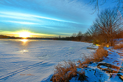 One of our coldest days so far this winter and a clear sky gave me an opportunity to chase a sunset. A very bright sunset lead to color busting all the way through the photo to the corner. It would have been a great evening to stand around and watch the night arrive if it hadn't been 1 degree.
An image may be purchased at http://edward-peterson.artistwebsites.com/featured/color-burst-edward-peterson.html