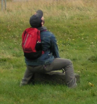 Tim almost busting a nut trying to lift a stone at the rbjarsafn museum here in Reykjavik.