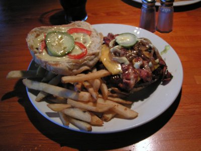 Now this is kind of interesting, and I actually liked it.  There is a cucumber on the burger.  The peppers were a nice touch, as well.