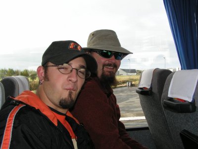 Sack and me on the bus that would take us to Mt. Esja.
