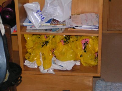 These are some of the grocery bags that I have.  Why?

No, not for trash bags....they are far too valuable for that.

It is because we get charged for bags here in Iceland.