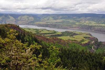 Looking down at Tom McCall Point and Rowena Plateau