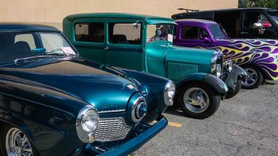 1951 Studebaker Champion, 1929 Ford Tudor Model A, 1939 Ford Coupe