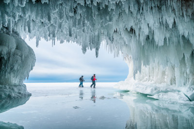 Ice cave hikers