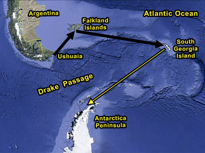 South Georgia Island to the Antarctic Peninsula