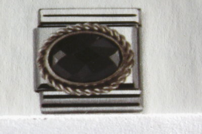 Black oval faceted cubic zirconia and sterling silver - NM030606011.JPG