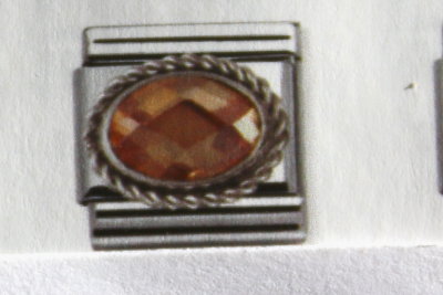 Champagne oval faceted cubic zirconia with sterling silver - NM030606024.JPG