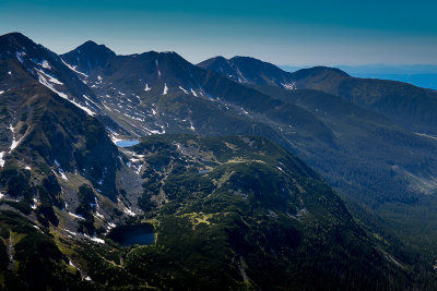 View from Wolowiec 2064m towards Rohacske Lakes with Pachol'a 2167m and Salatin 2048m behind, West Tatra