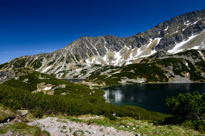 The Great Polish Lake 1664m with Opalony Wierch 2115m behind, Five Polish Lakes Valley, High Tatra