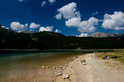 Black Lake (Crno Jezero) 1416m with Crvena Greda 2164m behind, Durmitor NP