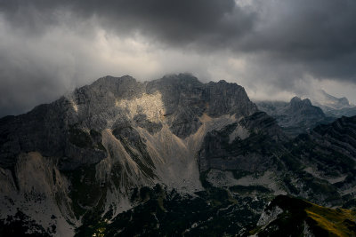 Bezimeni Vrh 2487m and Bobotov Kuk 2523m from Prutas ascent, Durmitor NP