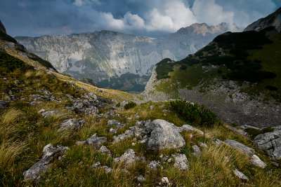 Ilin Do pass 2230m with Planinica 2330m behind, Durmitor NP