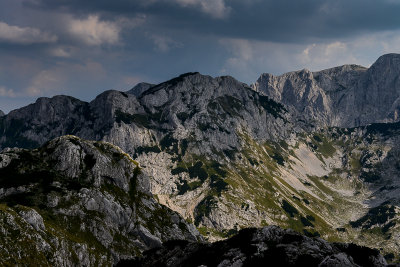 Cvorov Bogaz 2152m, behind Veliki Meded 2287m, far behind Savin Kuk 2313m, a view point near Ledena Pecina 2160m, Durmitor NP