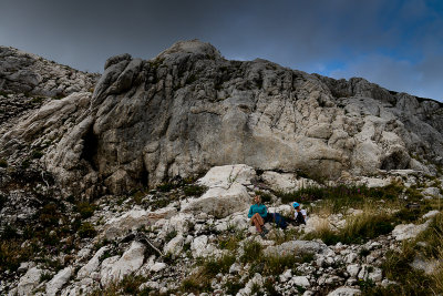 Aneta and Alex, picnic near Ledena Pecina 2160m in Obla Glava massif, Durmitor NP  