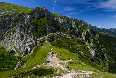 Siodlo Pass 1630m and Wielka Turnia 1847m behind, West Tatra